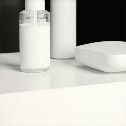 Custom Dental Nightguard for Protection A custom dental nightguard sitting on a modern bathroom counter to protect veneers and dental implants from grinding.