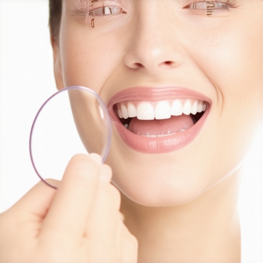 A person using a light to check for craze lines in their tooth enamel