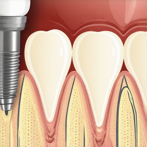 Diagram comparing dental implant and natural tooth root structures
