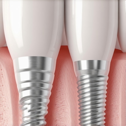 Dental Implant Osseointegration vs Natural Tooth Diagram showing a dental implant fused to jawbone without a periodontal ligament.