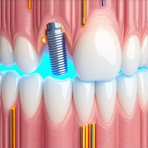 Diagram showing how the maxillary sinus sits directly above a dental implant in the upper jaw.