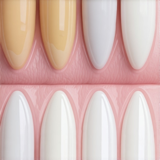 Dental Shade Guide Comparison Professional dental shade guide showing natural tooth color variations for veneers