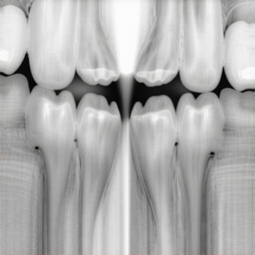 Detailed Pediatric Dental X-ray Analysis A dental x-ray showing the development of adult teeth under baby teeth.