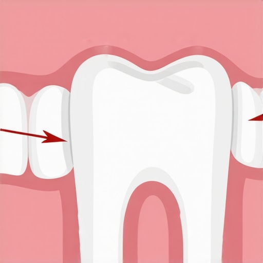 An educational diagram showing how shark teeth or ectopic eruption occurs in a child's mouth and how the tongue helps alignment.