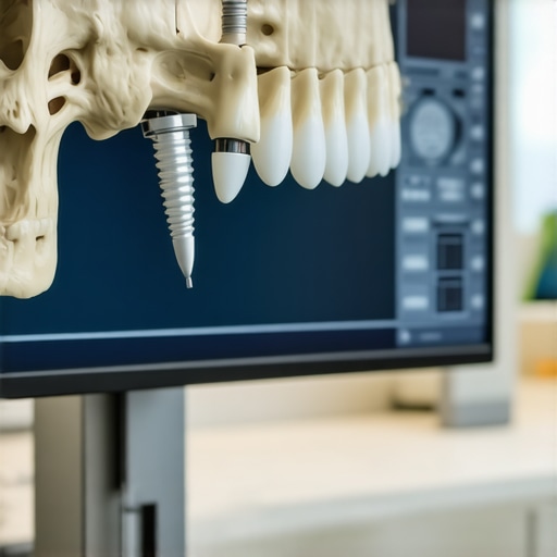 Digital Dental Planning and CBCT Scans 3D CBCT scan of a human jaw used for precise dental implant planning and bone density analysis.