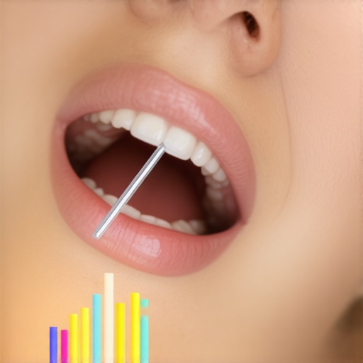 A dentist measuring dental implant bite force using a T-Scan digital sensor.