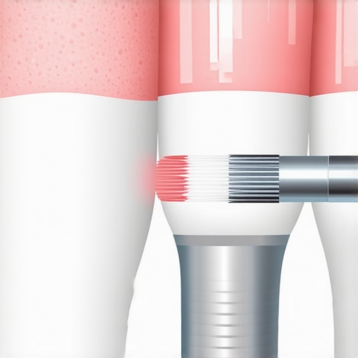 Interproximal brush cleaning under a dental implant crown
