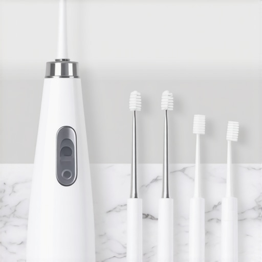 Essential Dental Implant Maintenance Tools Professional dental tools including a water flosser and interdental brushes for implant care.