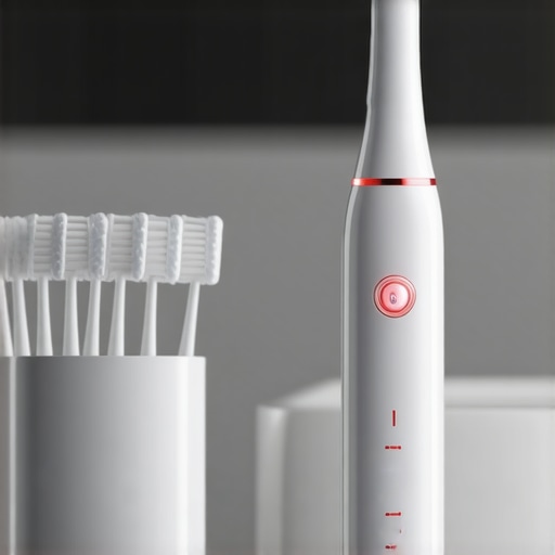 Essential Maintenance Tools for Dental Bridges and Implants Electric toothbrush with pressure sensor and interdental brushes for cleaning dental work
