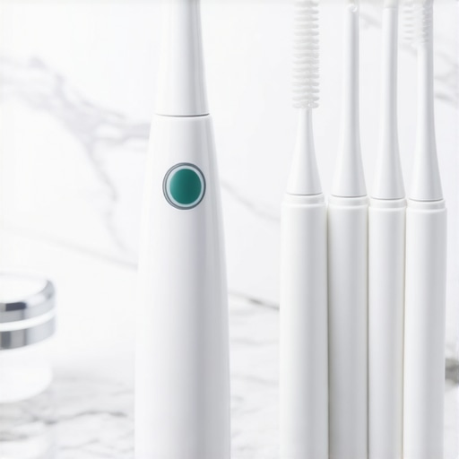 A collection of specialized dental tools including an oral irrigator and interdental brushes for porcelain restoration care.