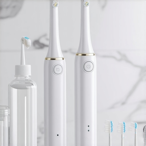 Modern dental maintenance kit on a bathroom counter