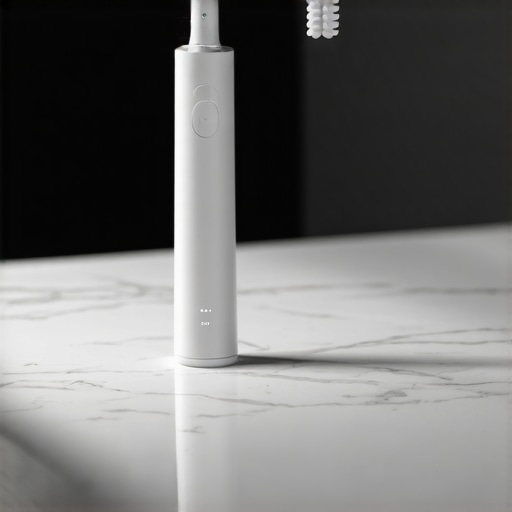 Essential Tools for Cosmetic Dentistry Maintenance A modern electric toothbrush and water flosser on a vanity