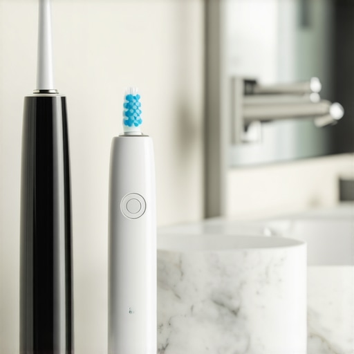 Professional dental maintenance tools including electric toothbrush and water flosser