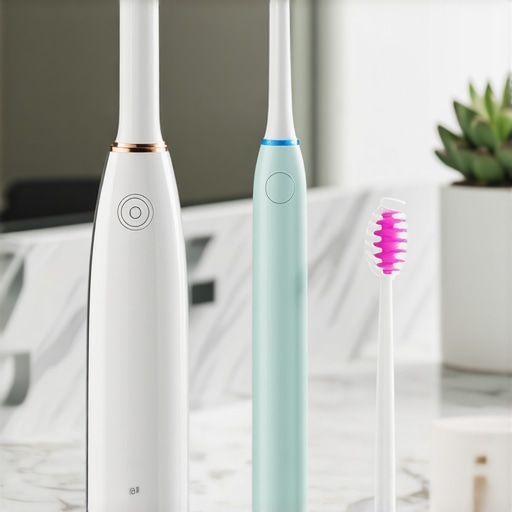 Essential Tools for Dental Maintenance Close up of a water flosser and night guard for maintaining veneers and dental implants.