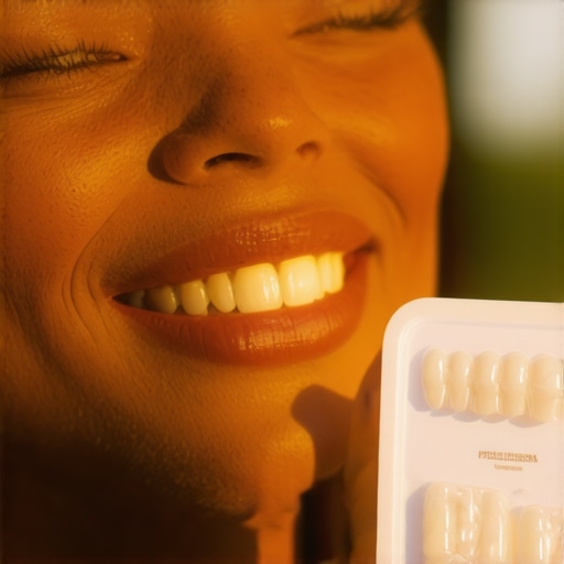 Evaluating Veneer Translucency in Natural Light Comparison of natural looking dental veneers in sunlight versus a dental shade guide.