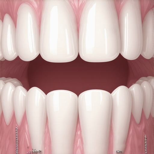 Healthy Healing Fibrin on Dental Sutures Close up of healthy gum tissue healing with sutures and protective fibrin layer.