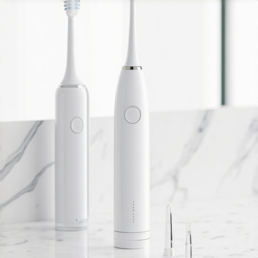 High-End Dental Maintenance Tools Electric toothbrush and water flosser for veneer maintenance.