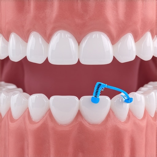 A digital 3D CBCT dental scan showing the precision placement of an implant in the jawbone.