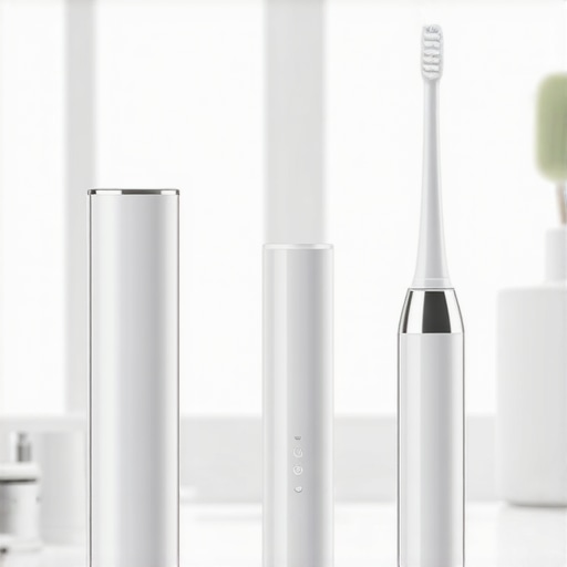 A person using a sonic toothbrush and water flosser for advanced oral hygiene