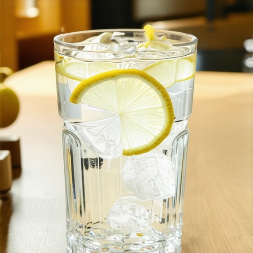 A glass of water with lemon representing the importance of hydration in clearing ammonia breath.