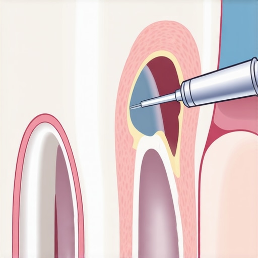 Diagram of a tooth undergoing the internal walking bleach technique.