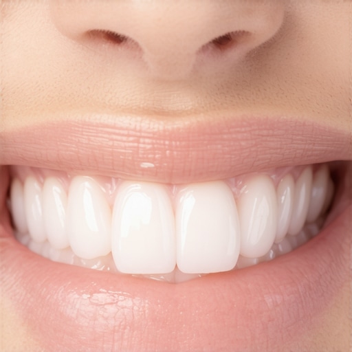 Light Translucency in Cosmetic Dentistry Close up of teeth showing the difference between natural translucency and opaque dental work.
