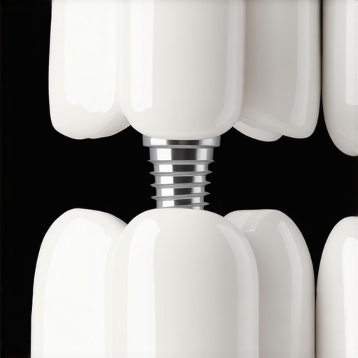 Maintenance Tools for Dental Implants Professional water flosser cleaning a dental implant crown