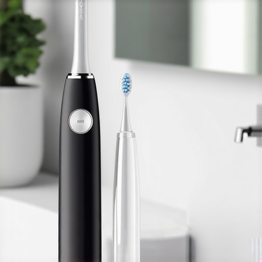 A collection of advanced dental tools including a water flosser and sonic toothbrush for veneer and implant care.
