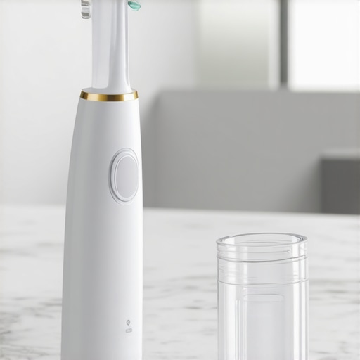 Modern Dental Maintenance Tools Close up of a water flosser and custom night guard for veneer protection