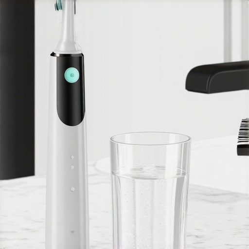 Modern Dental Maintenance Tools A high-end water flosser and sonic toothbrush on a counter representing advanced dental care maintenance.