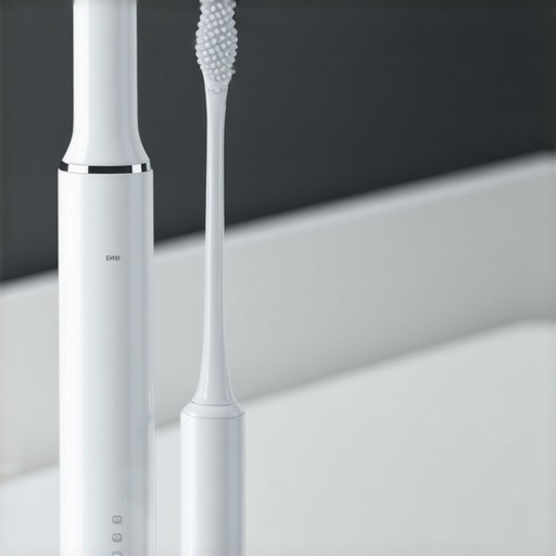 Modern Dental Maintenance Tools Electric toothbrush and water flosser for veneer and implant care.