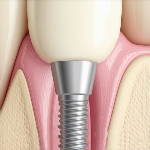 Modern Dental Restoration and Gum Health Close-up view of a dental implant showing seamless integration with the natural gum line.