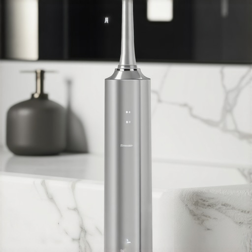 Modern Water Flosser for Dental Maintenance A water flosser being used to clean around a dental implant crown and gum line.