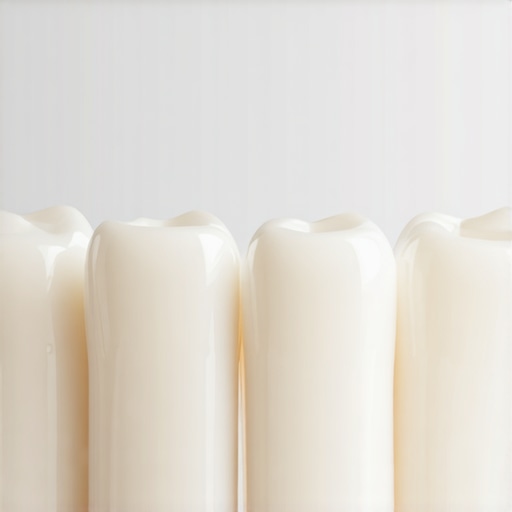 Close up of dental veneers showing natural translucency and texture