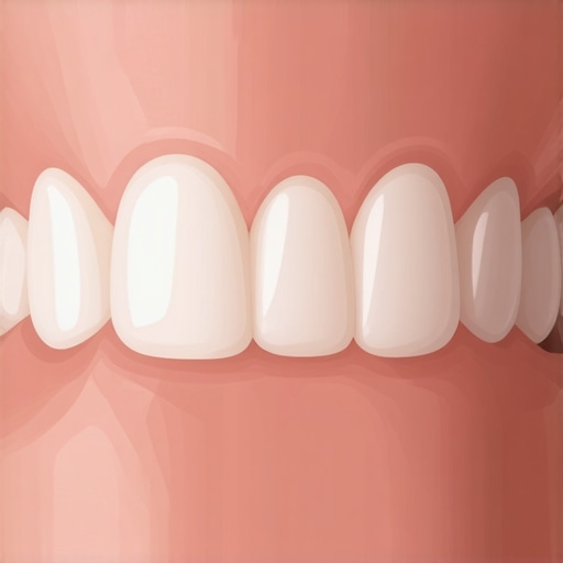 Natural Porcelain Veneer Aesthetics Close-up of high-quality porcelain veneers showing natural translucency and healthy gum health.