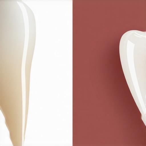 Close-up comparison showing the difference between a natural translucent tooth and a fake-looking opaque dental veneer.