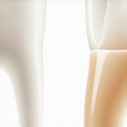 Close up comparison of natural tooth enamel and opaque dental materials.