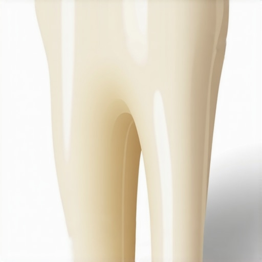 Close up of dental enamel showing natural light scattering and translucency