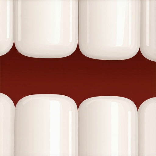 Close-up showing the difference between natural-looking dental porcelain and opaque veneers.