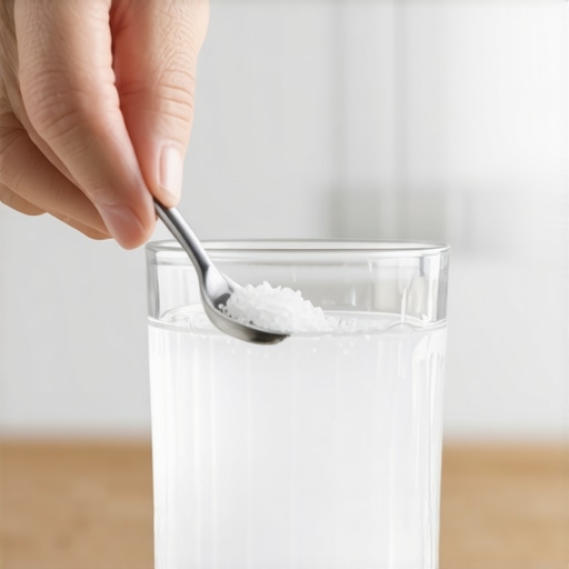 Preparing a saltwater rinse in a glass
