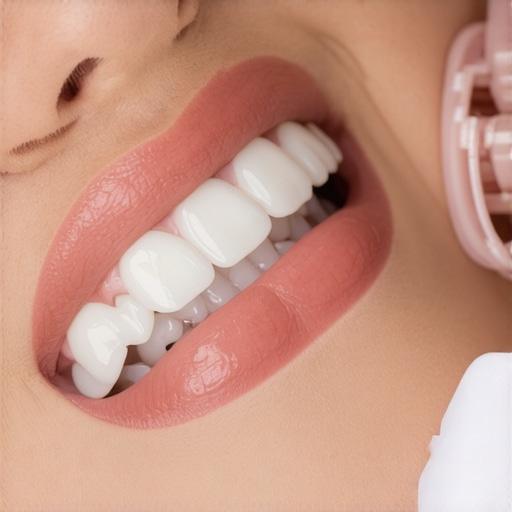 A dentist checking the occlusal alignment of new porcelain veneers using articulating paper.