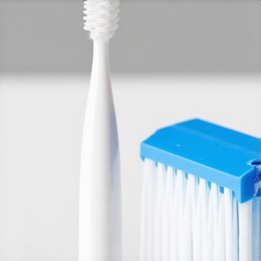 Preparing teeth for whitening treatments Desensitizing toothpaste and a toothbrush on a bathroom counter