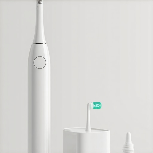 Professional Cosmetic Dental Maintenance Kit Modern dental tools including a sonic toothbrush and water flosser for veneer and implant care