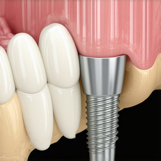 Professional Dental Implant Structure Detailed dental implant model showing jawbone integration.