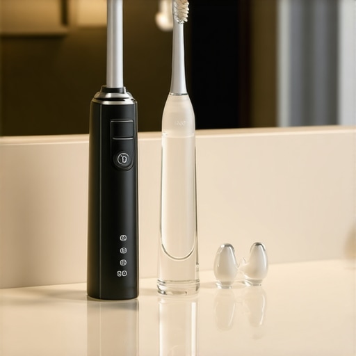 Professional Dental Maintenance Tools Collection of dental tools including water flosser and night guard for veneer maintenance