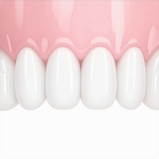 Professional Dental Restoration Detail Macro view of a dental bridge showing natural emergence profile and healthy gums.