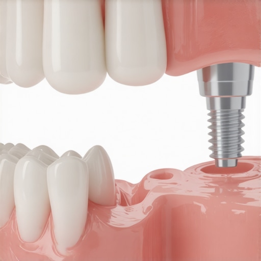 Professional Dental Restorations A dental model showing a bridge and implant used to replace missing teeth.