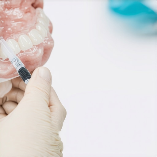 A set of custom dental whitening trays and professional gel.