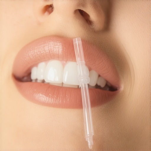 A person using a dental irrigation syringe to rinse an extraction site safely.