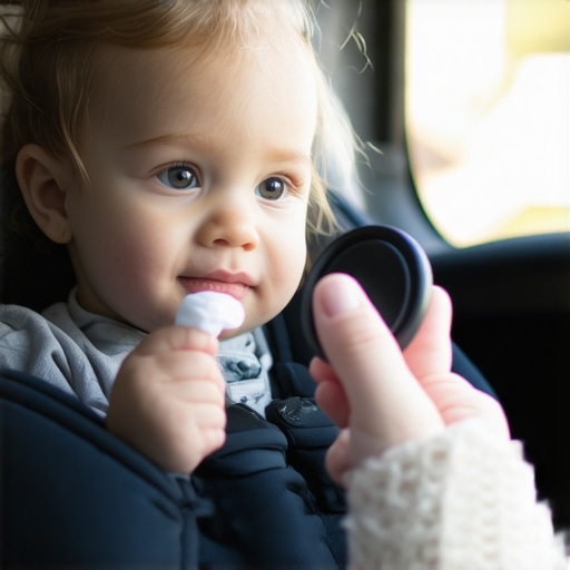 Protecting a child's mouth after dental anesthesia Child using gauze and a mirror to prevent lip biting after dental work
